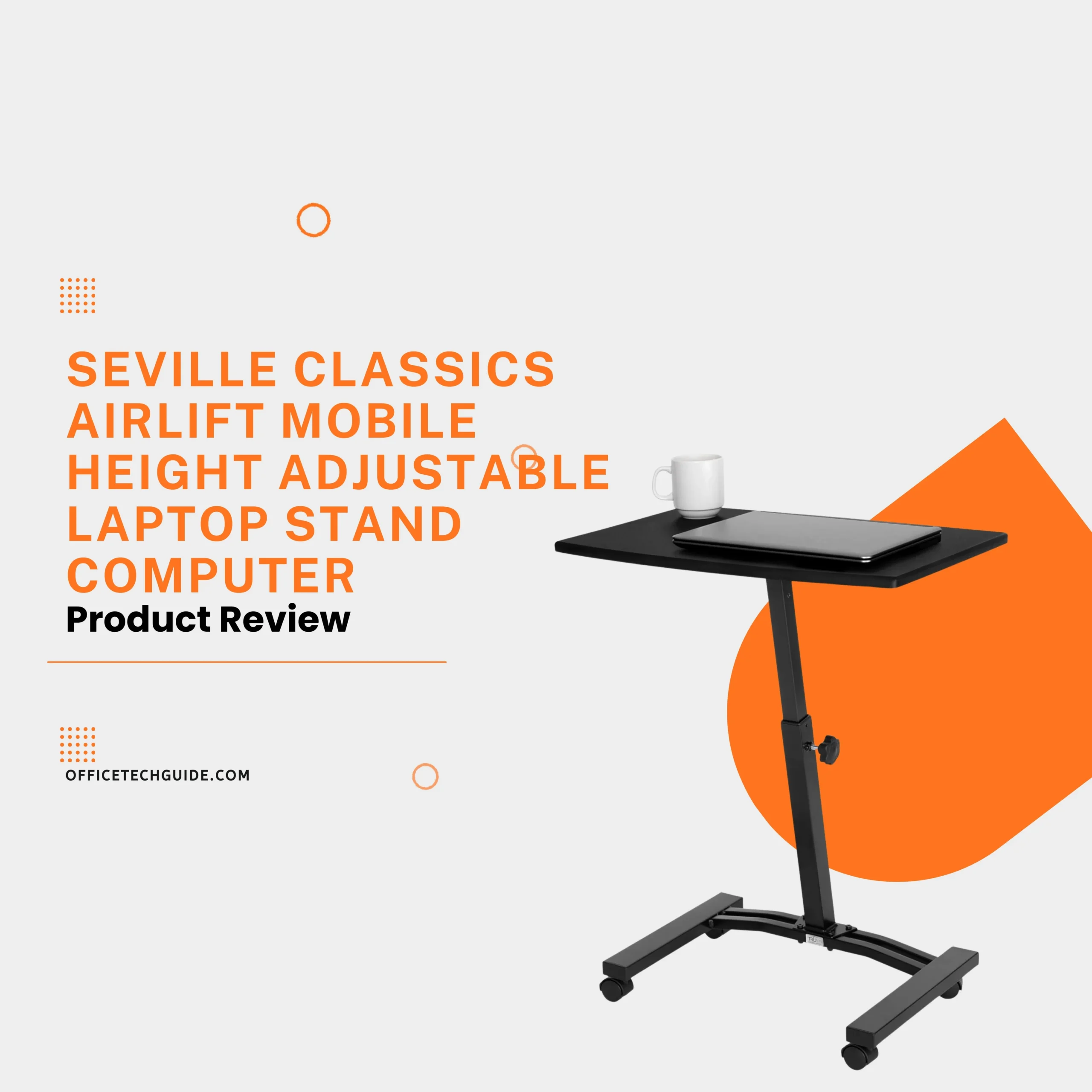 Seville Classics Adjustable Laptop Stand For Desk with rolling casters and ergonomic design